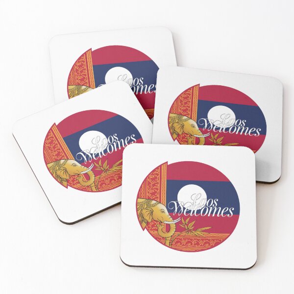 Item preview,  Laos Welcomes Flag Map Luang Prabang, Vientiane, Mekong designed and sold by AnimalsDH305.