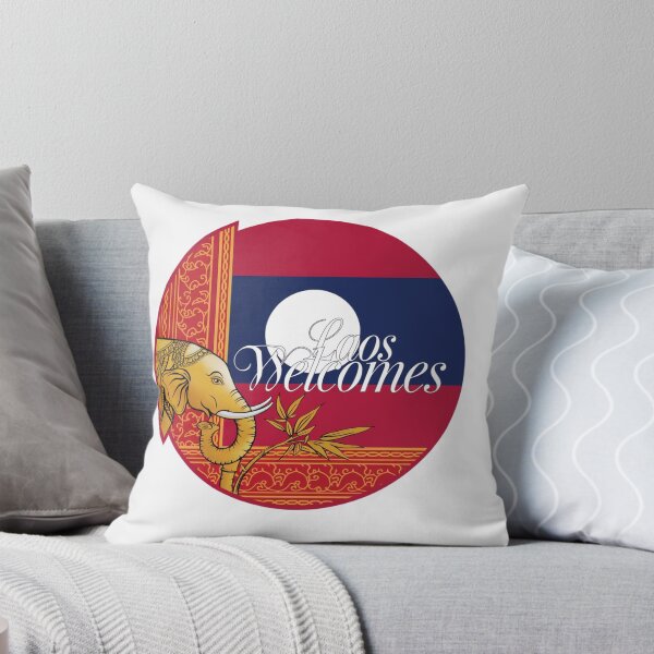 Item preview,  Laos Welcomes Flag Map Luang Prabang, Vientiane, Mekong designed and sold by AnimalsDH305.