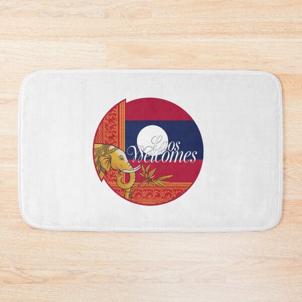 Item preview,  Laos Welcomes Flag Map Luang Prabang, Vientiane, Mekong designed and sold by AnimalsDH305.