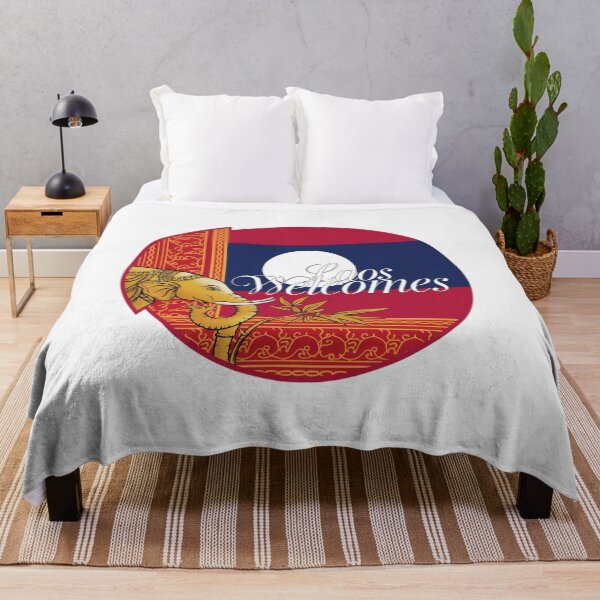 Item preview, Laos Welcomes Flag Map Luang Prabang, Vientiane, Mekong designed and sold by AnimalsDH305.