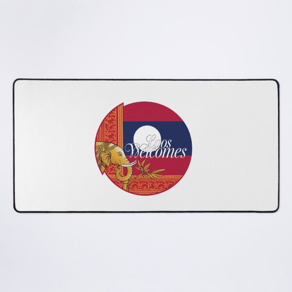 Item preview, Laos Welcomes Flag Map Luang Prabang, Vientiane, Mekong designed and sold by AnimalsDH305.