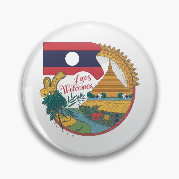Artikelvorschau, Laos begrüßt Flagge Karte Luang Prabang, Vientiane, Mekong entworfen und verkauft von AnimalsDH305.