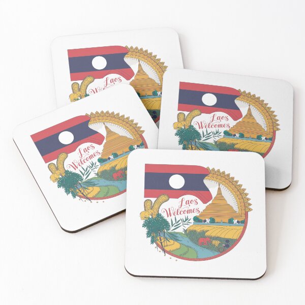 Item preview, Laos Welcomes Flag Map Luang Prabang, Vientiane, Mekong designed and sold by AnimalsDH305.