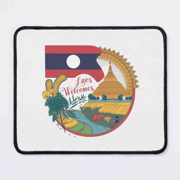 Item preview, Laos Welcomes Flag Map Luang Prabang, Vientiane, Mekong designed and sold by AnimalsDH305.
