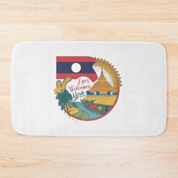 Item preview, Laos Welcomes Flag Map Luang Prabang, Vientiane, Mekong designed and sold by AnimalsDH305.