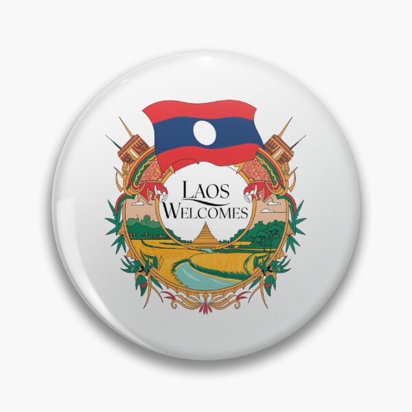 Item preview, Laos Welcomes Flag Map Luang Prabang, Vientiane, Mekong designed and sold by AnimalsDH305.