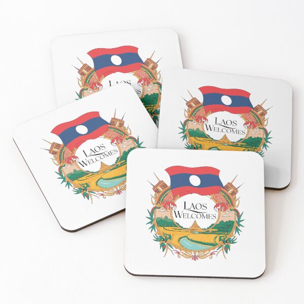 Item preview, Laos Welcomes Flag Map Luang Prabang, Vientiane, Mekong designed and sold by AnimalsDH305.
