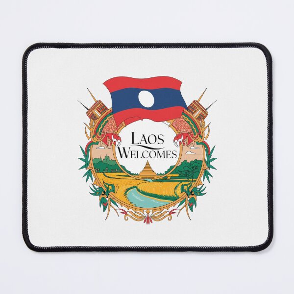 Item preview, Laos Welcomes Flag Map Luang Prabang, Vientiane, Mekong designed and sold by AnimalsDH305.