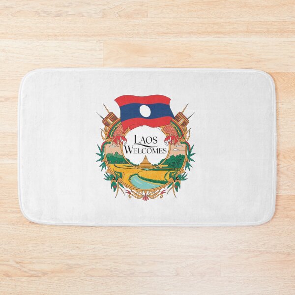 Item preview, Laos Welcomes Flag Map Luang Prabang, Vientiane, Mekong designed and sold by AnimalsDH305.