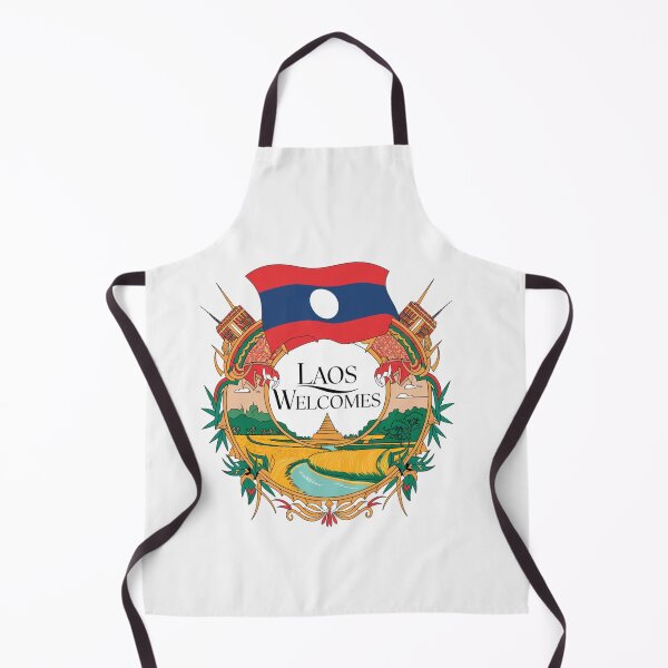 Item preview, Laos Welcomes Flag Map Luang Prabang, Vientiane, Mekong designed and sold by AnimalsDH305.