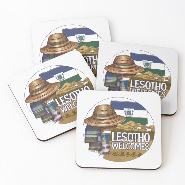 Item preview, Lesotho Welcomes Flag Map Maseru, Mountains , Basotho designed and sold by AnimalsDH305.