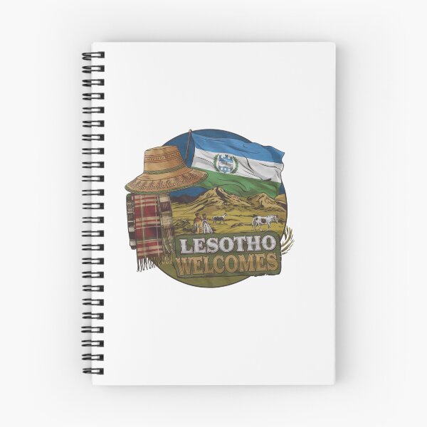 Item preview, Lesotho Welcomes Flag Map Maseru, Mountains , Basotho designed and sold by AnimalsDH305.
