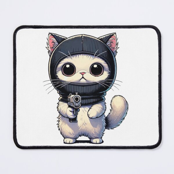 Item preview, Armed Robber Cat - Cute and Dangerous Illustration designed and sold by Print-Zoo.