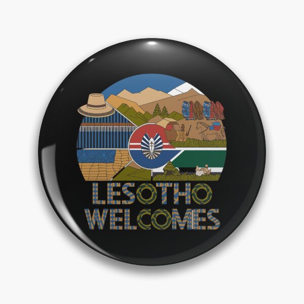 Item preview, Lesotho Welcomes Flag Map Maseru, Mountains , Basotho designed and sold by AnimalsDH305.
