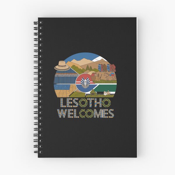 Item preview, Lesotho Welcomes Flag Map Maseru, Mountains , Basotho designed and sold by AnimalsDH305.