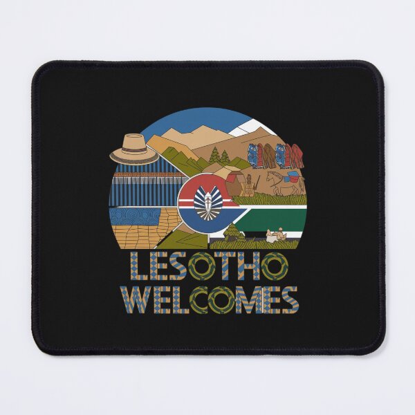Item preview, Lesotho Welcomes Flag Map Maseru, Mountains , Basotho designed and sold by AnimalsDH305.