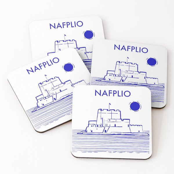 Item preview, Nafplio Greece travel poster beach sticker designed and sold by Arctic frame studio.