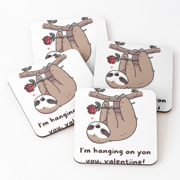Item preview, Cute Sloth Rose Valentine Illustration Hanging Love Artwork designed and sold by GracePaigePlaza.