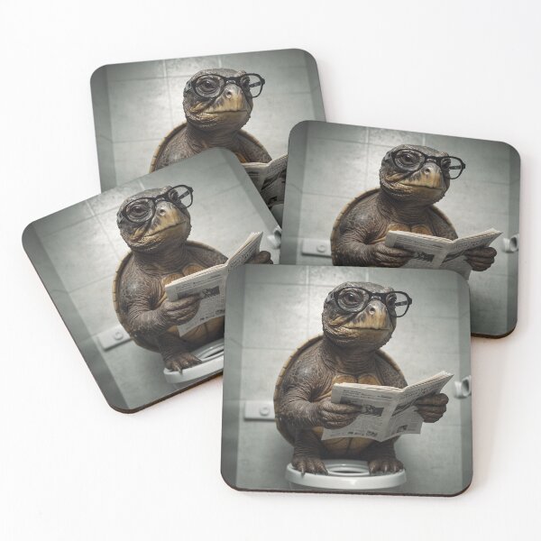 Item preview, Turtle Reading Newspaper Bathroom Art designed and sold by vk09.