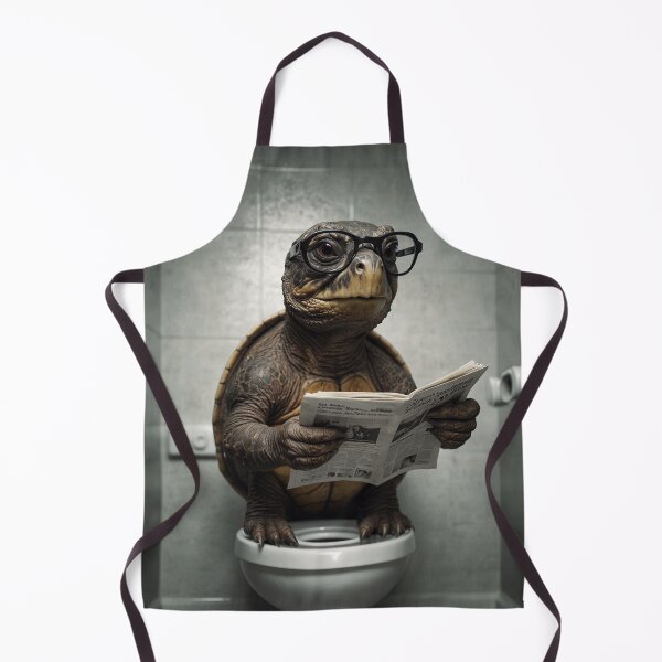 Item preview, Turtle Reading Newspaper Bathroom Art designed and sold by vk09.