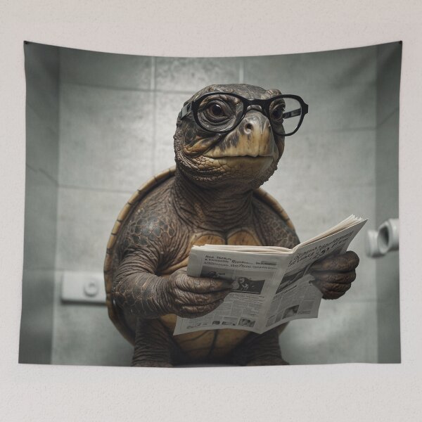 Item preview, Turtle Reading Newspaper Bathroom Art designed and sold by vk09.