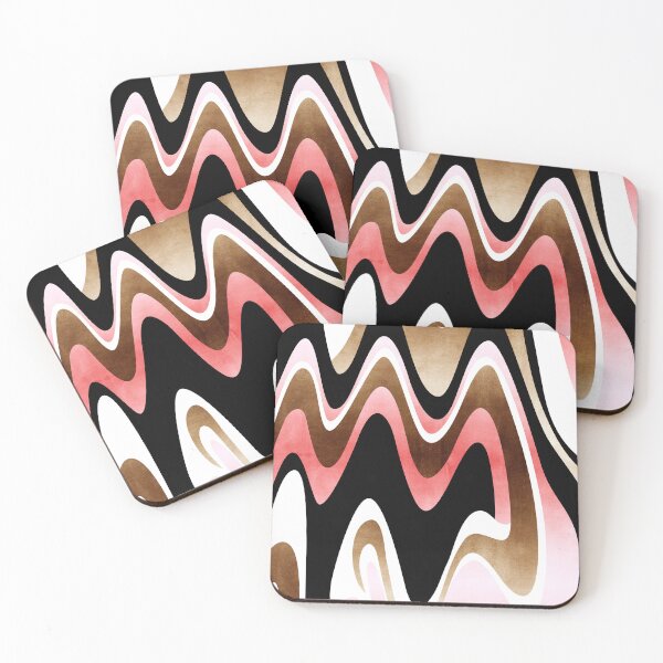 Item preview, Mid Century Modern Liquid Waves // Blush Pink and Brown Watercolor // Black and White designed and sold by Elsy's Art.