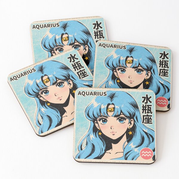Item preview, Aquarius Zodiac Sign Pretty Anime Girl Vintage Postage Stamp Retro Aesthetic designed and sold by onlyanimevibes.