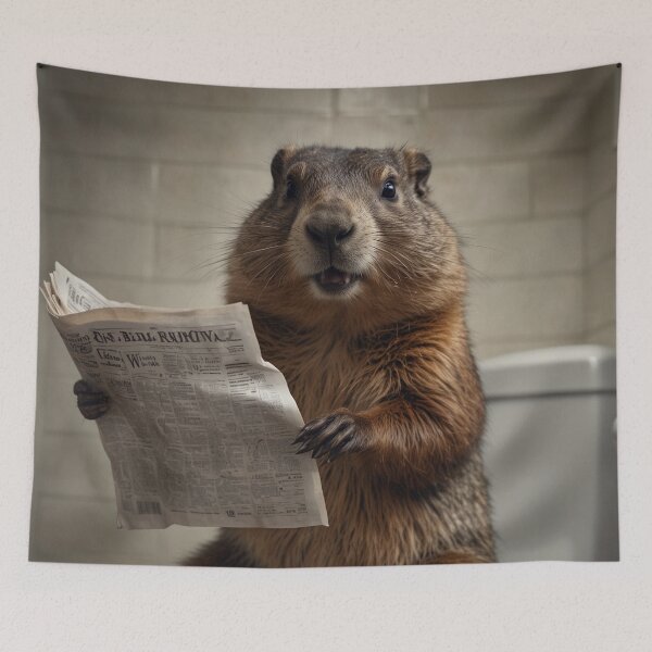 Item preview, Funny Groundhog Reading Newspaper Art designed and sold by vk09.