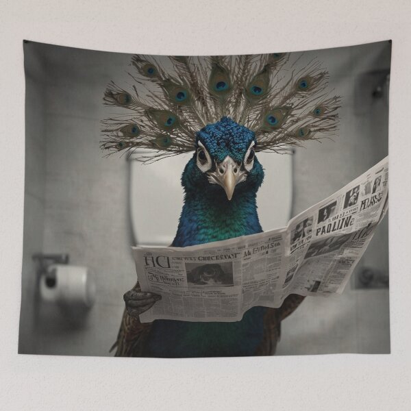 Item preview, Peacock Reading Newspaper Bathroom Humor designed and sold by vk09.