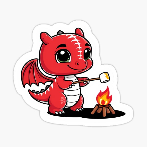Fantasy Art Style Sicker "Dragon Eats Marshmallow" Sticker