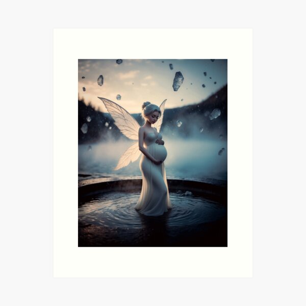 Item preview, Pregnant Winter Fairy in a Mystical Twilight Pool  designed and sold by KireiCanvas.