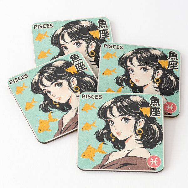 Item preview, Pisces Zodiac Sign Pretty Anime Girl Vintage Postage Stamp Retro Aesthetic designed and sold by onlyanimevibes.