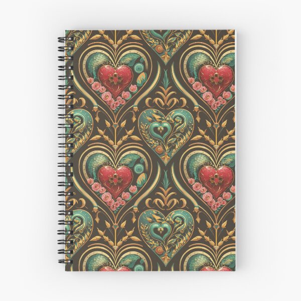 Item preview, Luxurious Art Nouveau Valentine’s Day Pattern – Red Gemstone Heart with Gold Floral Accents designed and sold by NSB-Design.