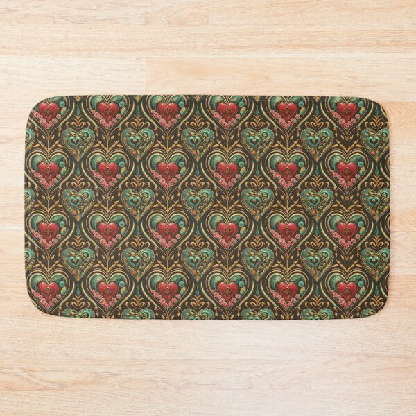 Item preview, Luxurious Art Nouveau Valentine’s Day Pattern – Red Gemstone Heart with Gold Floral Accents designed and sold by NSB-Design.