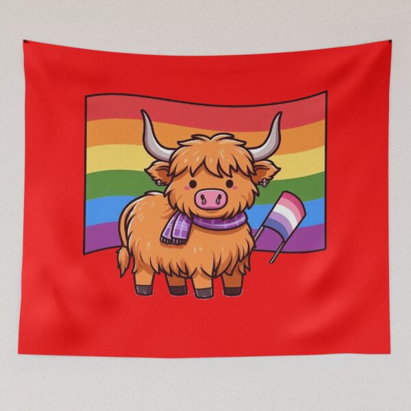 Item preview, Happy highland cow with pride flags, perfect gift! designed and sold by hardingcarl2.