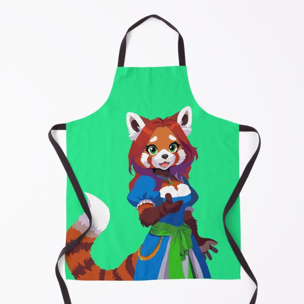 Item preview, Beckoning Red Panda in Blue & White Dress With Green Sash designed and sold by KlakkDrawsStuff.