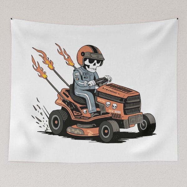 Item preview, Lawnmower Racing - Skeleton Illustration - Lawn Mower Racing designed and sold by RaceDayRags.