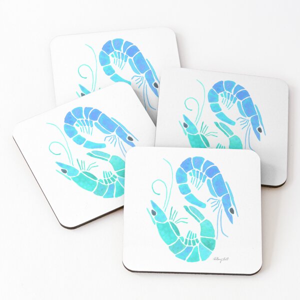 Item preview, Pair of Blue and Turquoise Shrimp designed and sold by Hillary Holt.
