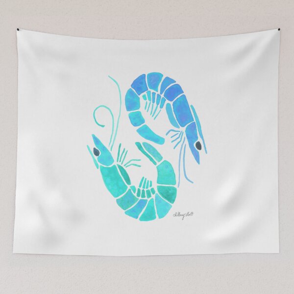 Item preview, Pair of Blue and Turquoise Shrimp designed and sold by Hillary Holt.