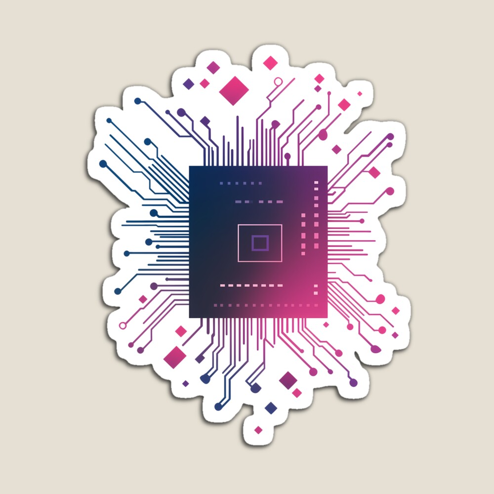 Magnet — Tech Heart: Minimalistic CPU Chip Pocket Design