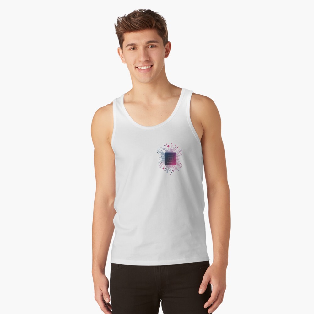 Tank Top — Tech Heart: Minimalistic CPU Chip Pocket Design