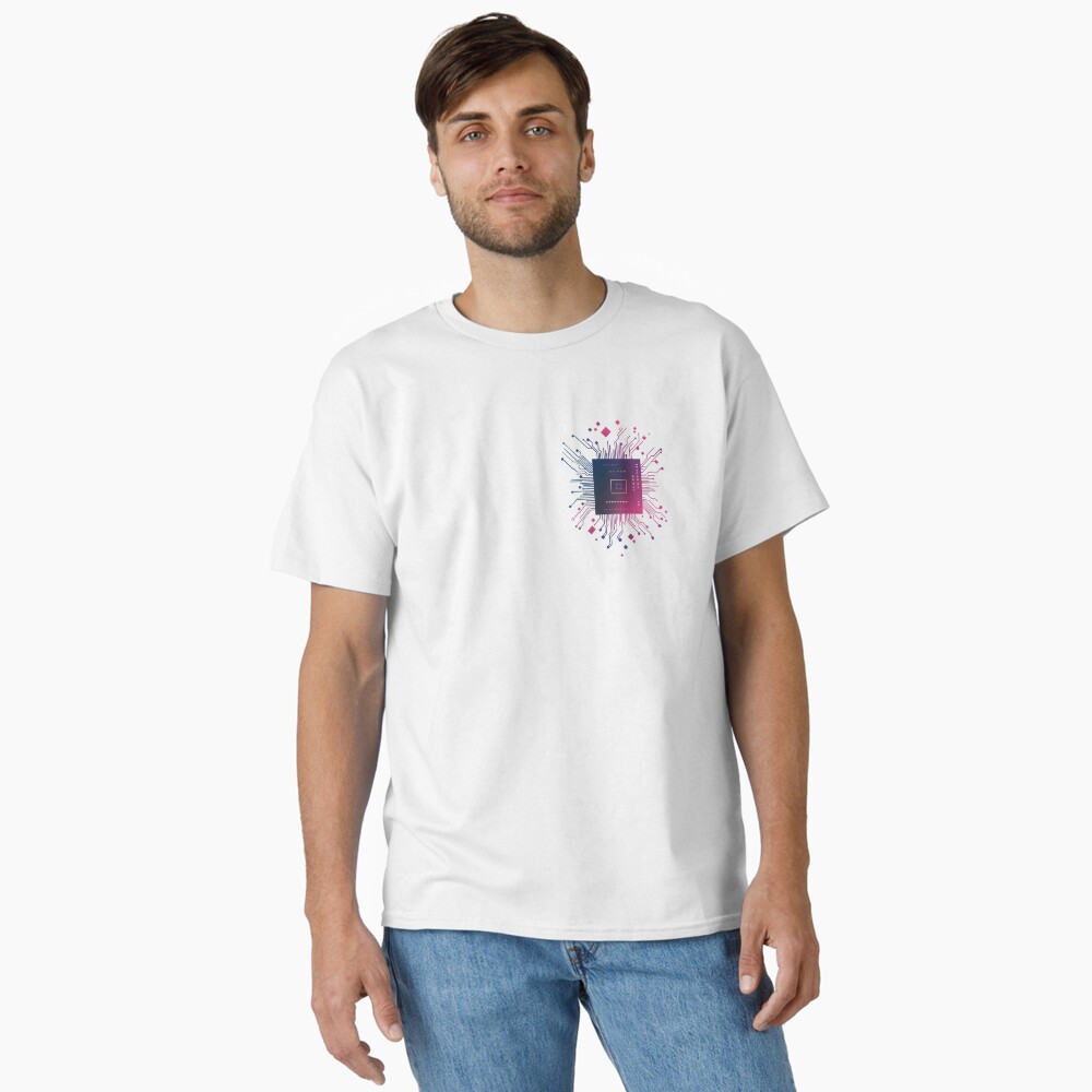 Classic T-Shirt — Tech Heart: Minimalistic CPU Chip Pocket Design