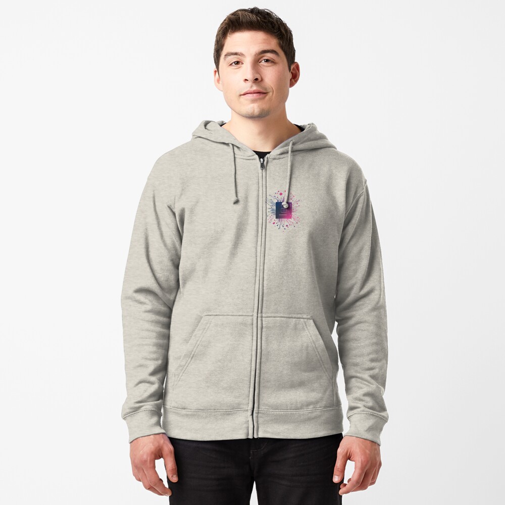 Tech Heart Minimal CPU Chip Pocket Zipped Hoodie