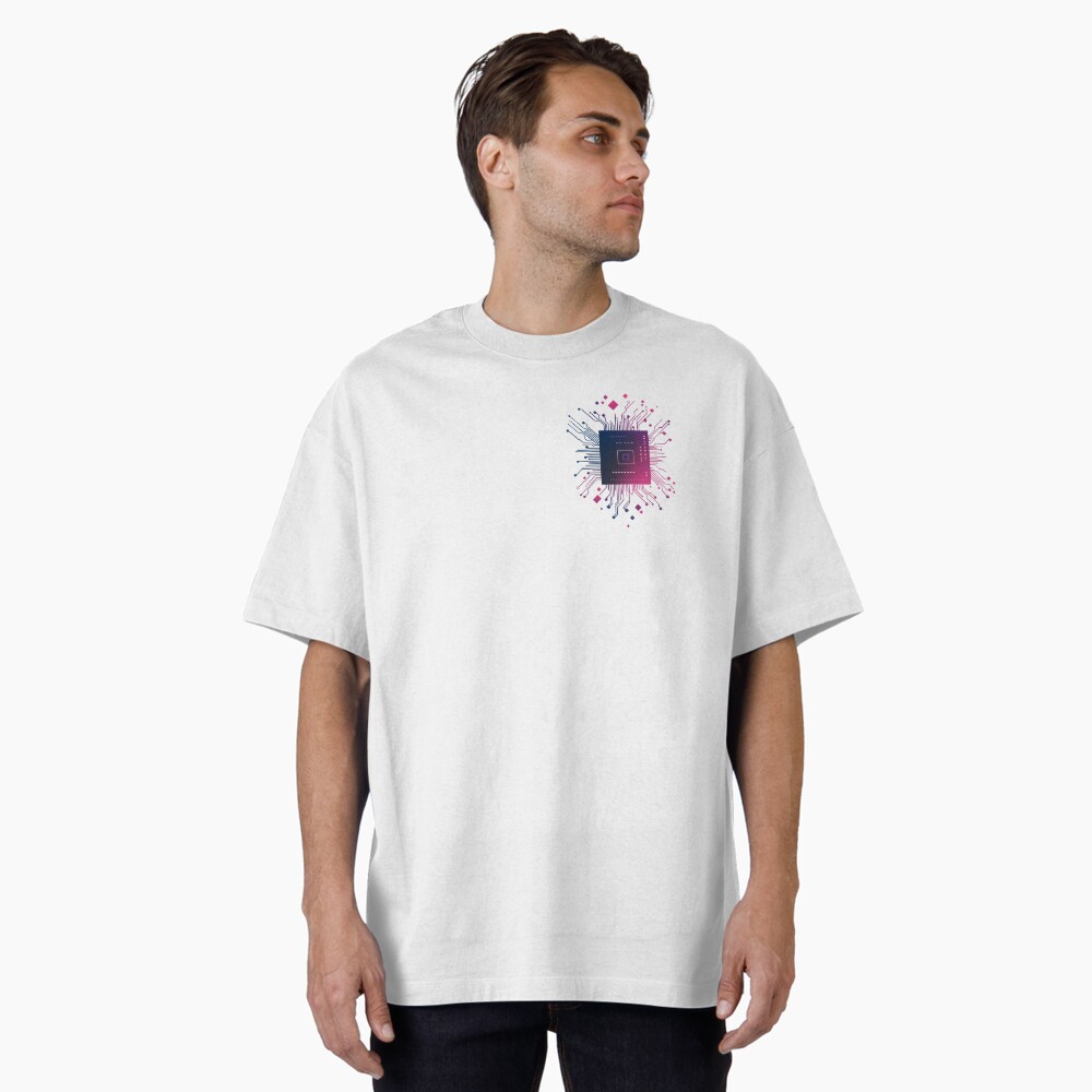 Tech Heart Pocket Tee: Minimalist CPU Motif