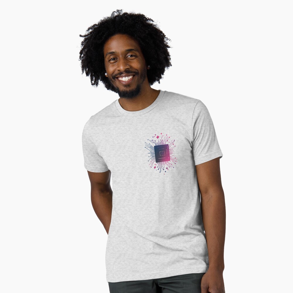 Tri-blend T-Shirt Tech Heart: Minimalistic CPU Chip Pocket Design