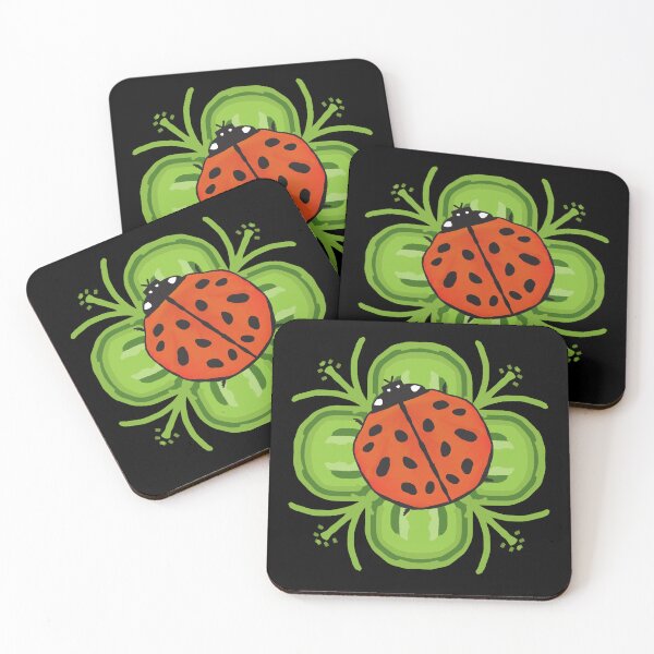 Item preview, Cute Ladybug on a Four Leaf Clover, Cartoon Style Design designed and sold by Angela Dow.