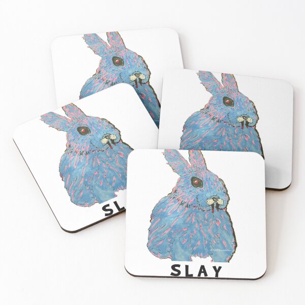 Item preview, "Slay" Cute Gore Blue Bunny with Fangs  designed and sold by Sunny Apocalypse .