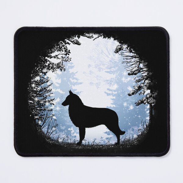 Item preview, “First Snow” Belgian Groenendael Tervuren Sheepdog designed and sold by Spinyflowerart.