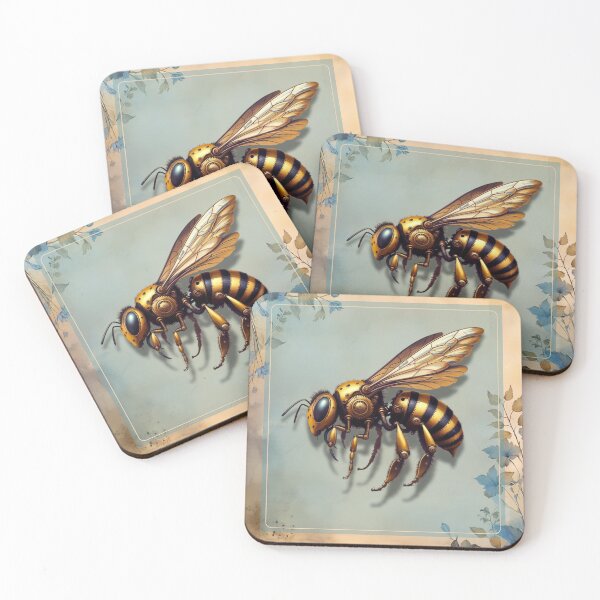 Item preview, Steampunk Bee Art on Vintage Floral Background designed and sold by DreamsArtwear.