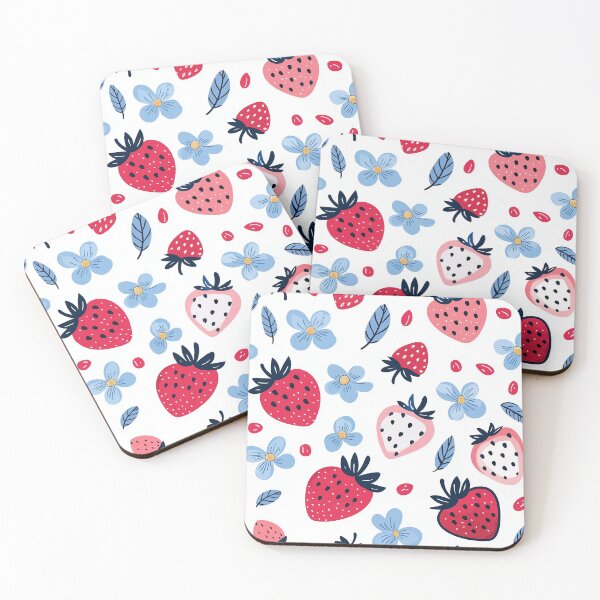 Item preview, Bright Strawberries and Blue Daisies Delight designed and sold by AstroWolf Studio.